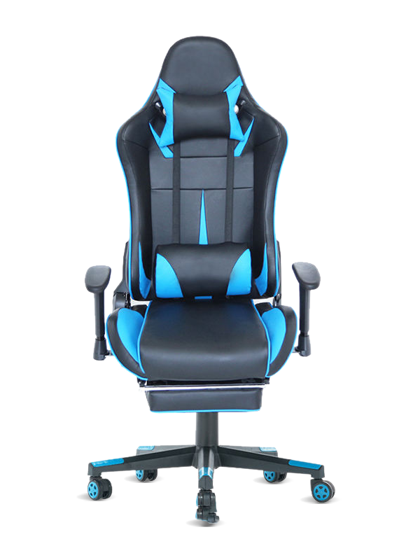 Modern Ergonomic Swivel Leather Footrest Blue Gaming Chair RGB  Modern Ergonomic Swivel Leather Footrest Blue Gaming Chair RGB